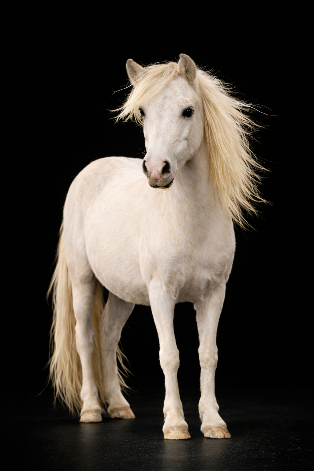 Rose, jument miniature AMHR blanche — Arche du Négadis Paulhan